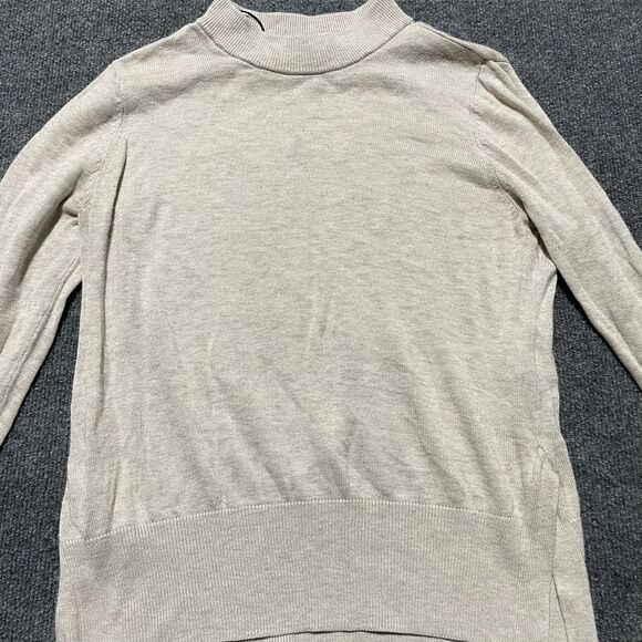 H&M Sweater Mens Medium Beige Mock Neck Pullover Lightweight Knit Wool Blend - Picture 2 of 8